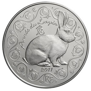 2011 €5 Silver BU - Year of the RABBIT - Click Image to Close